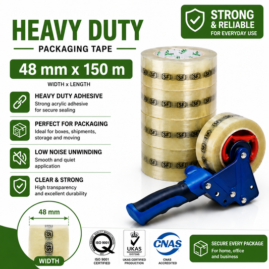 Clear Packing Tape 48mm x 150m Heavy Duty Packaging Sellotape Carton Sealing VAT