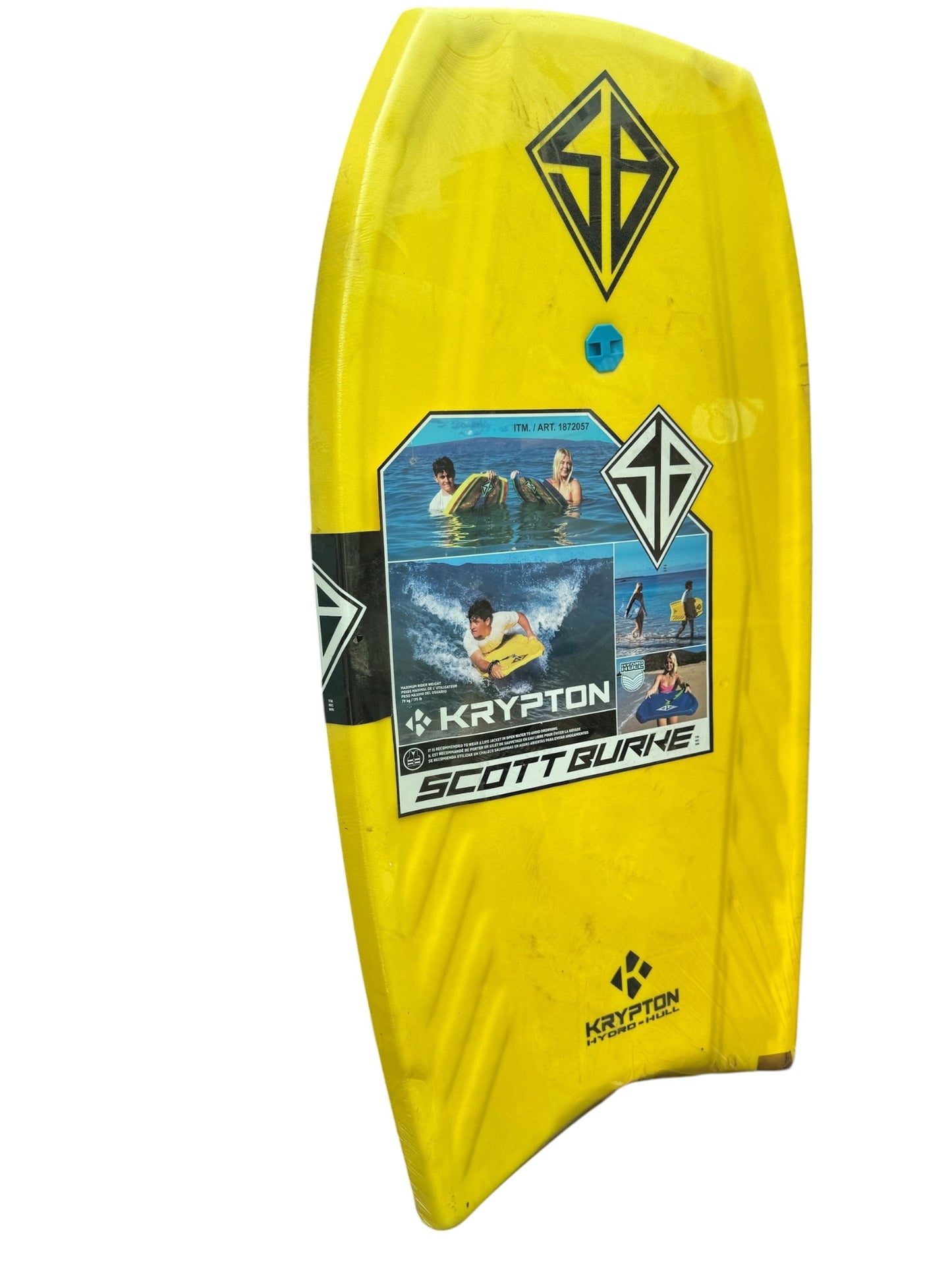 Scott Burke Surf Krypton EPS Bodyboard With Leash Yellow