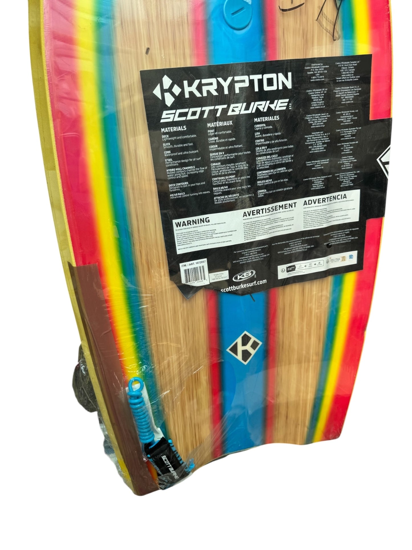 Scott Burke Surf Krypton EPS Bodyboard With Leash Yellow