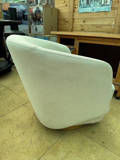 Henredon Murphy Cream Fabric Swivel Barrel Back Accent Chair Pedestal Base