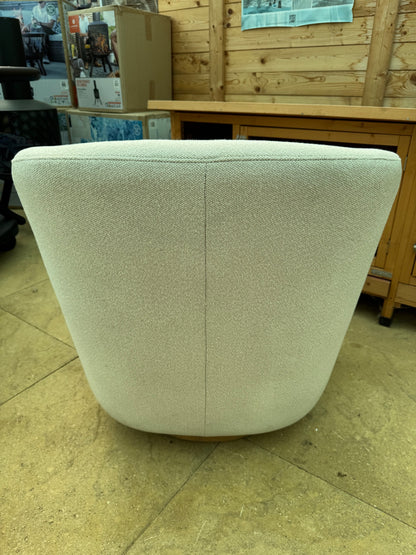 Henredon Murphy Cream Fabric Swivel Barrel Back Accent Chair Pedestal Base