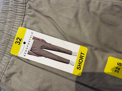 Aeropostale Men's Sand Cargo Jogger Pants Trousers Streetwear 32 Short leg