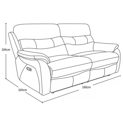 Fletcher Dark Grey Leather Power Reclining 2 Seater Sofa Power Headrest USB
