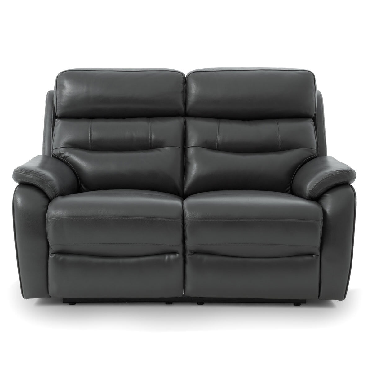 Fletcher Dark Grey Leather Power Reclining 2 Seater Sofa Power Headrest USB