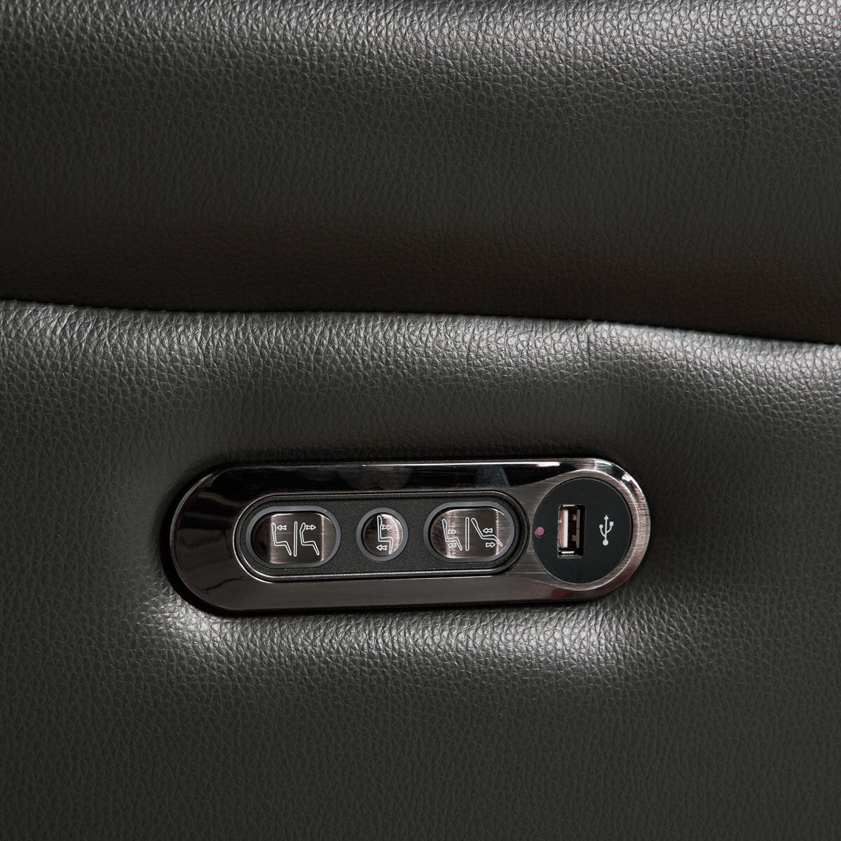 Fletcher Dark Grey Leather Power Reclining 2 Seater Sofa Power Headrest USB