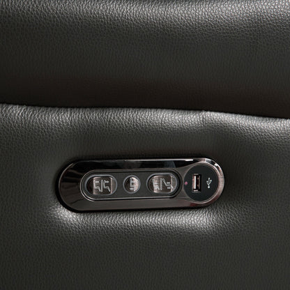Fletcher Dark Grey Leather Power Reclining 2 Seater Sofa Power Headrest USB