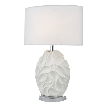 DAR Zachary Oval Table Lamp White Linen Shade Textured Metal Base Bedroom 60cm