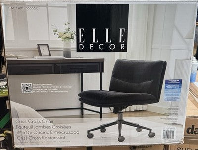 Elle Decor Gracie Criss-Cross Wide Office Chair, Black Ex Display