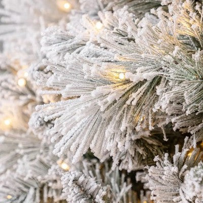 7.5 Ft (2.3M) Pre-Lit Glitter Flocked Artificial Christmas Tree with 1,150 Color