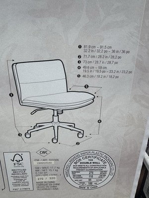 Elle Decor Gracie Criss-Cross Wide Office Chair, Black Ex Display