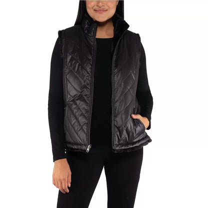 Nicole Miller Reversible Vest Women Faux Fur in Black Brand New