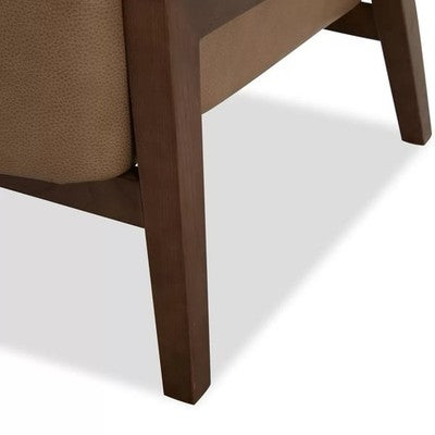 Aiden & Ivy Brown Leather Barrel Armchair Livingroom furniture Solid Wood Legs