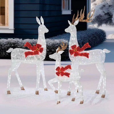 6ft (1.8m) Deer family with White 756 LED Lights - Set of 3 Christmas Decoration