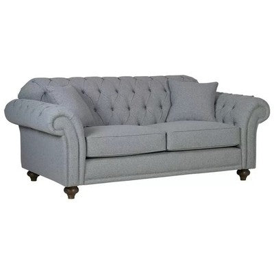 Bordeaux Button Back Grey Fabric 2 Seater Sofa Wood Legs Brand New