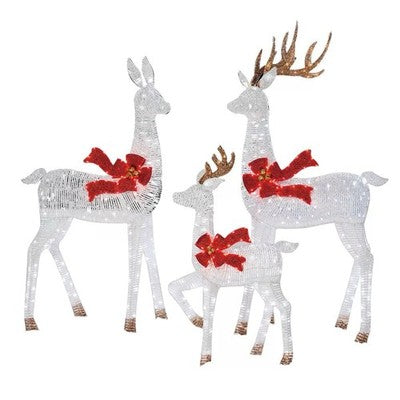 6ft (1.8m) Deer family with White 756 LED Lights - Set of 3 Christmas Decoration
