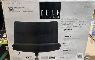 Elle Decor Gracie Criss-Cross Wide Office Chair, Black Ex Display