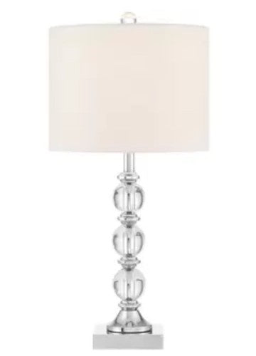 Bridgeport Designs Julie Crystal Table Lamp Chrome Linen Shade E27 57cm White