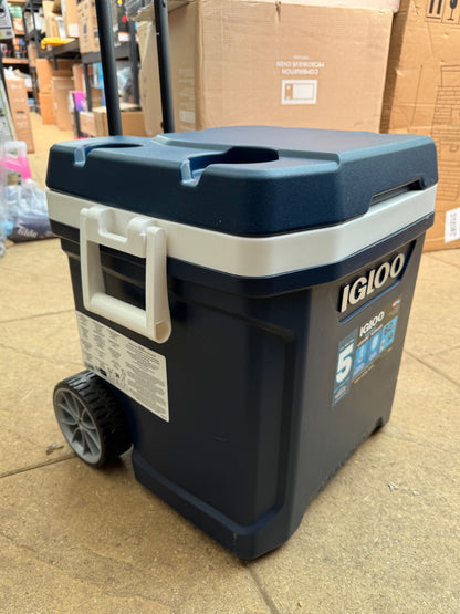 Igloo MaxCold 62QT Latitude Roller Cooler Navy 58 Litre Wheeled Camping Ice Box