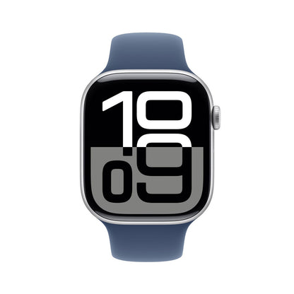 Apple Watch Series 10 GPS 46mm Silver Aluminium Denim Sport Band S/M Smartwatch