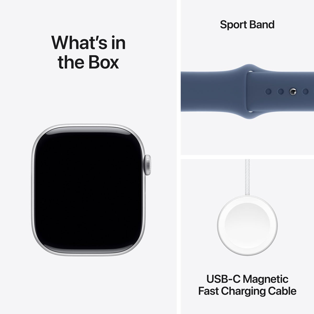 Apple Watch Series 10 GPS 46mm Silver Aluminium Denim Sport Band S/M Smartwatch