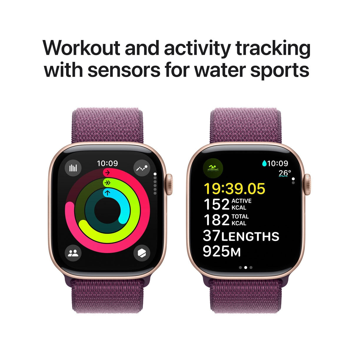 Apple Watch Series 10 GPS Cellular 42mm Rose Gold Aluminium Plum Sport Band