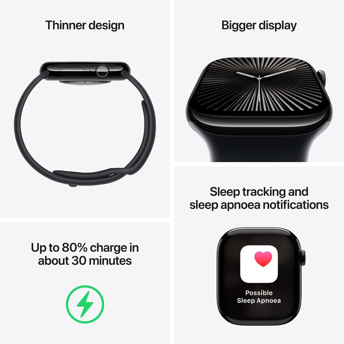 Apple Watch Series 10 GPS Cellular 42mm Slate Titanium Black Sport Band