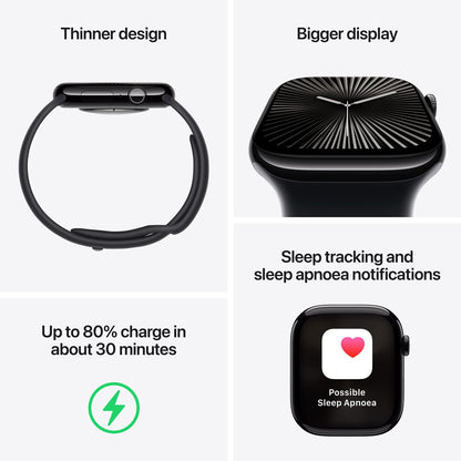 Apple Watch Series 10 GPS Cellular 42mm Slate Titanium Black Sport Band