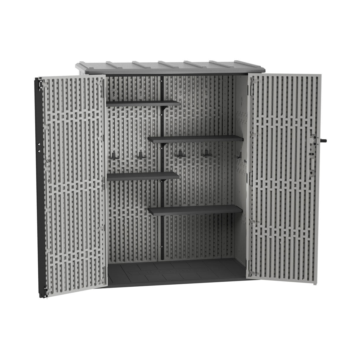 Lifetime Vertical Storage Shed 60457 1510L HDPE Grey Shelves Hooks Garden