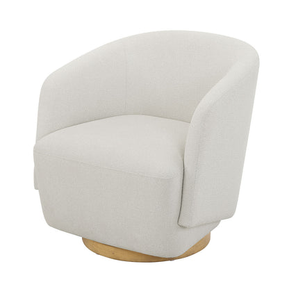 Henredon Murphy Cream Fabric Swivel Barrel Back Accent Chair Pedestal Base