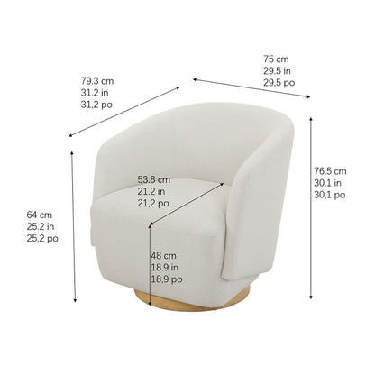 Henredon Murphy Cream Fabric Swivel Barrel Back Accent Chair Pedestal Base