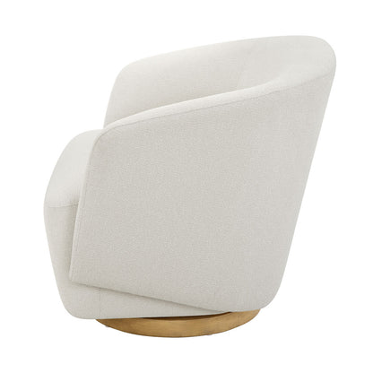 Henredon Murphy Cream Fabric Swivel Barrel Back Accent Chair Pedestal Base