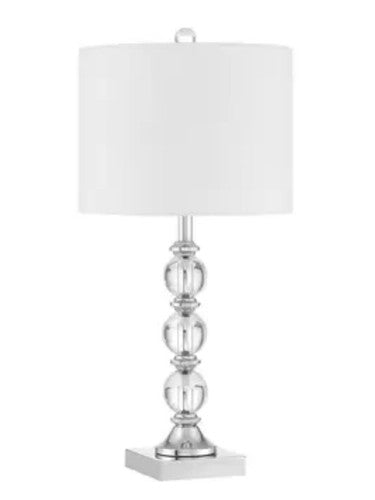 Bridgeport Designs Julie Crystal Table Lamp Chrome Linen Shade E27 57cm White
