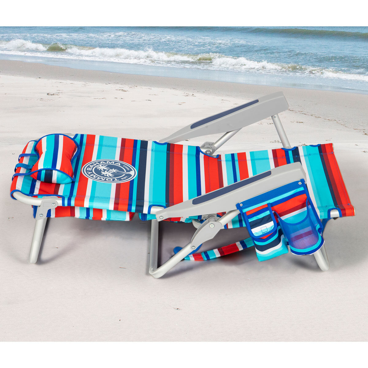 Tommy Bahama Backpack Beach Chair Aluminium 5-Position Padded Straps Red