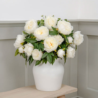 Tree Locate Artificial Peony Eucalyptus Bouquet Faux Flowers Vase Pink White