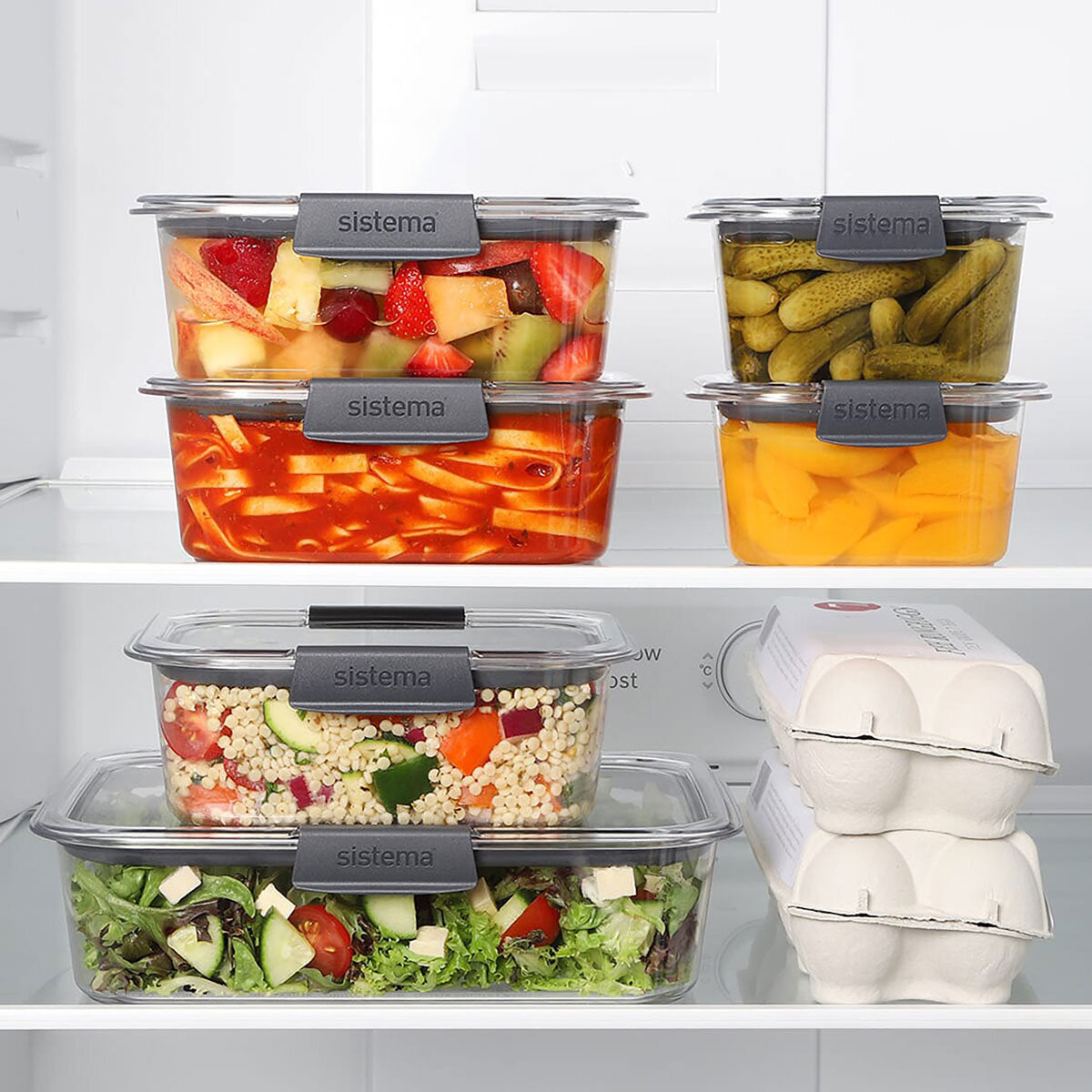 Sistema Brilliance Food Storage Container Set 14 Piece BPA Free Leak-Proof