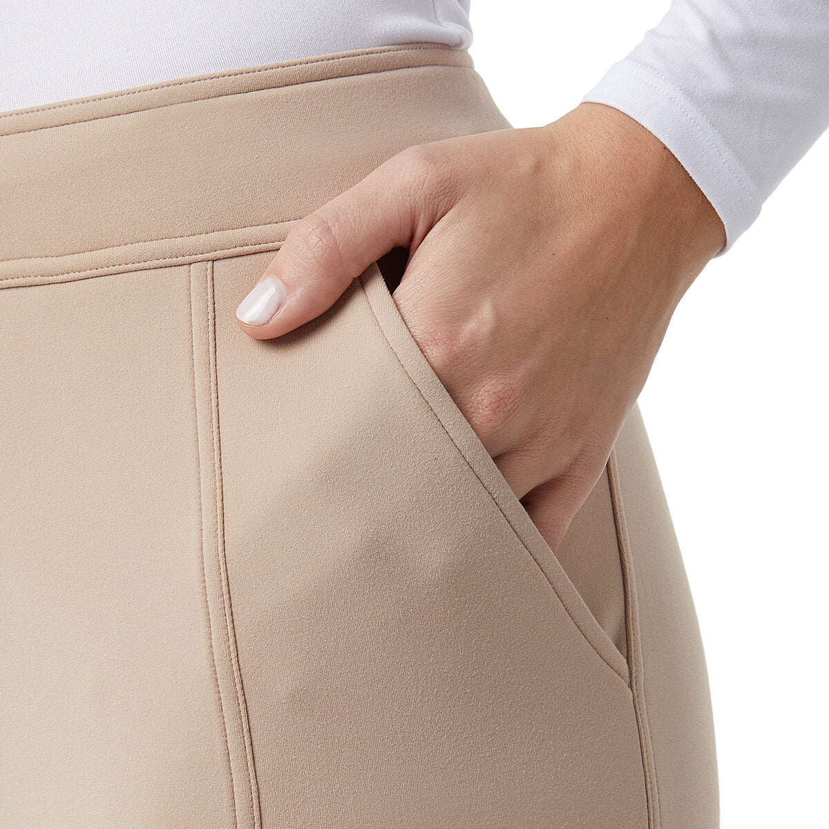 32 Degrees Women Sueded Tech Jogger Bottoms Cream Comfort Lounge Pants Beige XL