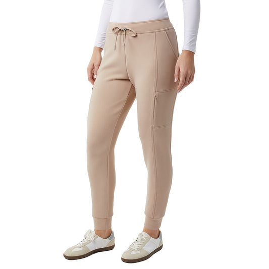 32 Degrees Women Sueded Tech Jogger Bottoms Cream Comfort Lounge Pants Beige XL