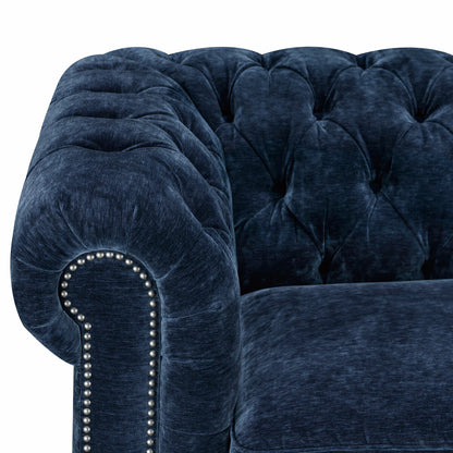 Prospera Home Allington Navy Fabric Chesterfield Armchair Pocket Coil Lounge