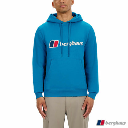 Berghaus Logo Hoody Men's Fleece Pullover Jumper Sweatshirt Blue Medium