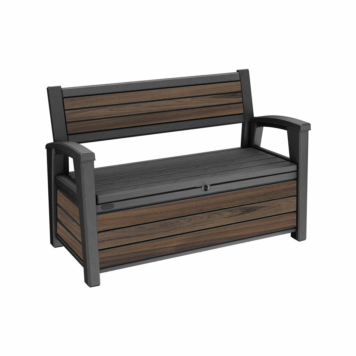 Keter Rosewood Storage Bench 227L 60G Garden Outdoor Seating Lockable Resin