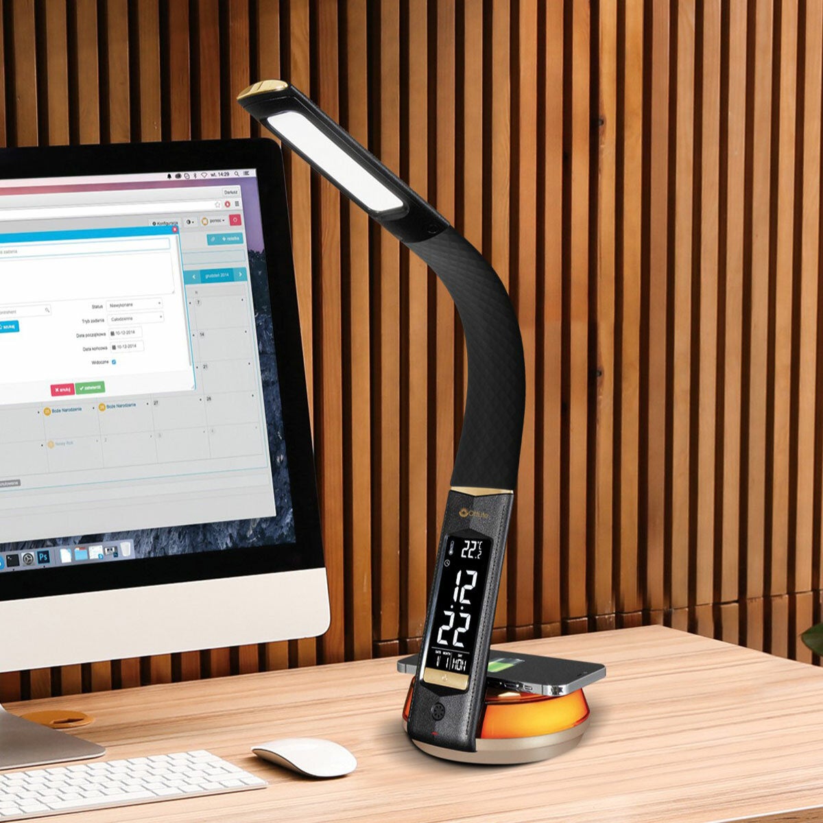 OttLite LED Desk Lamp Wireless Charging USB Colour Changing Base Black