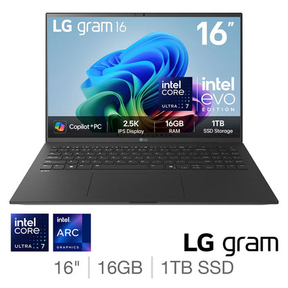 LG Gram 16Z90TL-G.AU78A1 Intel Core Ultra 7 16GB 1TB SSD 16" Laptop copilot
