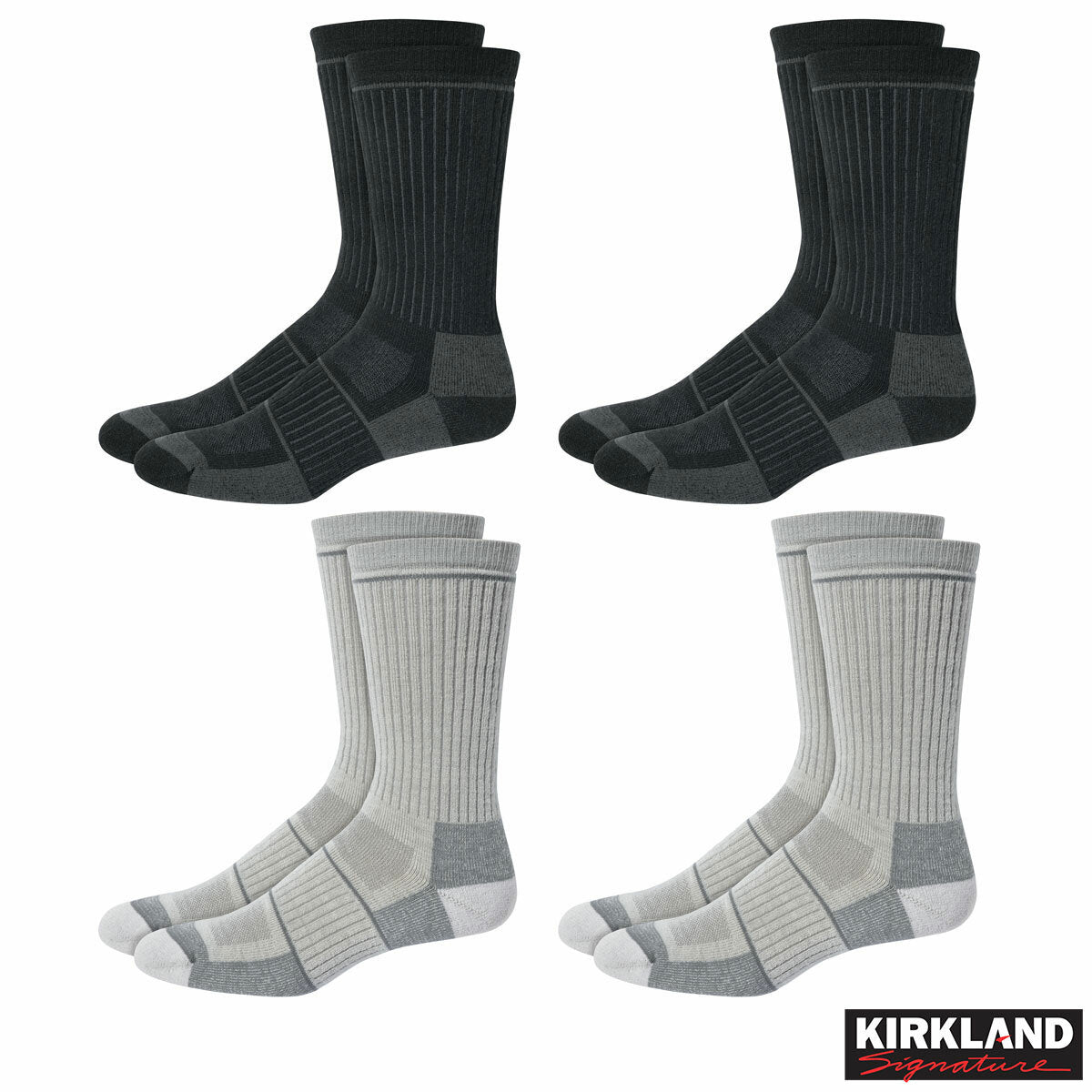 Merino Wool Socks 4 Pack Kirkland Signature Men's Cushioned Comfort Crew