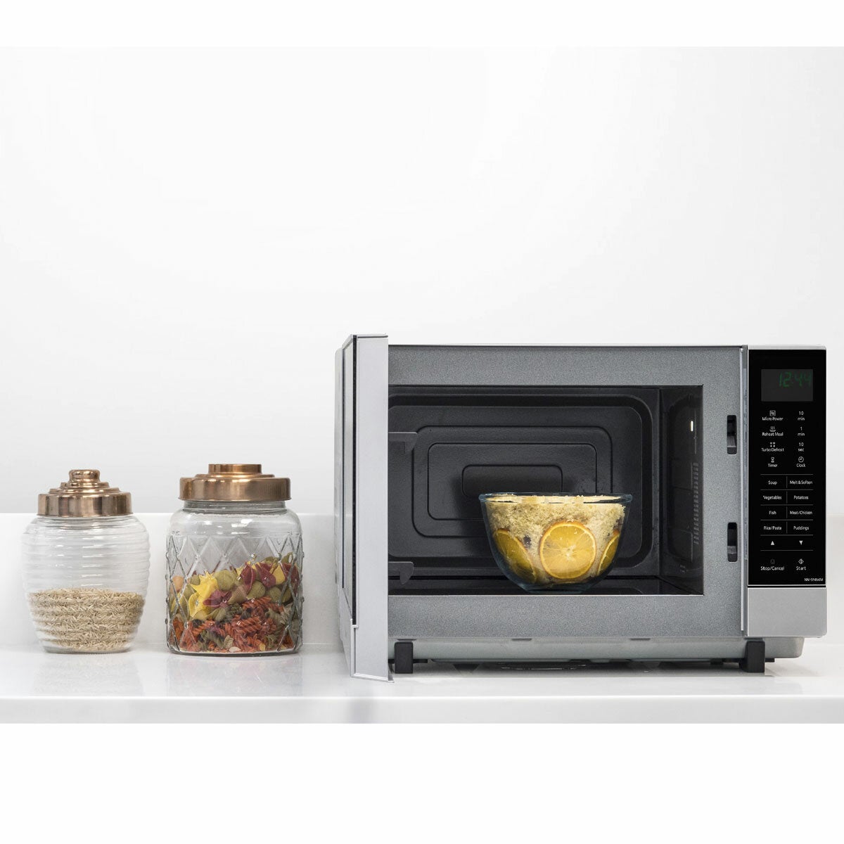 Panasonic NN-SF464M 27L 1000W Flatbed Solo Microwave Oven Silver 6 Power
