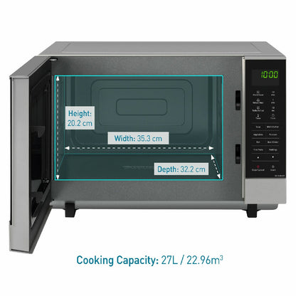 Panasonic NN-SF464M 27L 1000W Flatbed Solo Microwave Oven Silver 6 Power