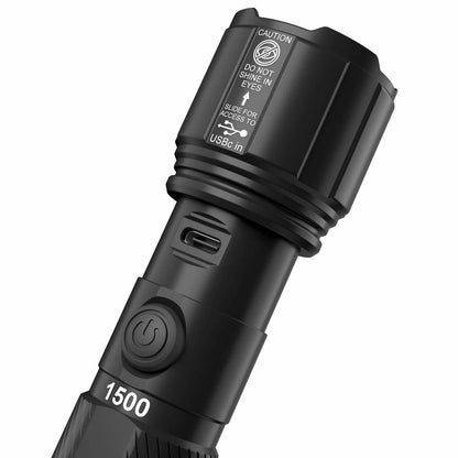 Duracell LED Torch Flashlight 1500 Lumen USB-C Rechargeable Aluminium 4 Pack