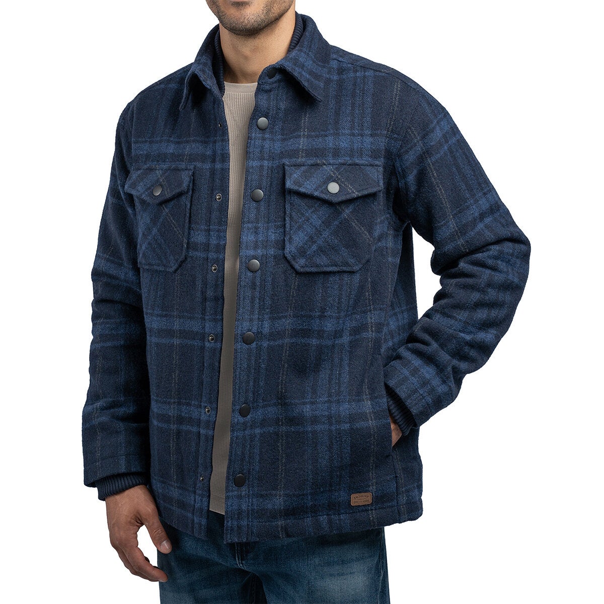 Jachs Men's Wool Blend Shirt Jacket Shacket Navy Smart Casual Winter Coat Top
