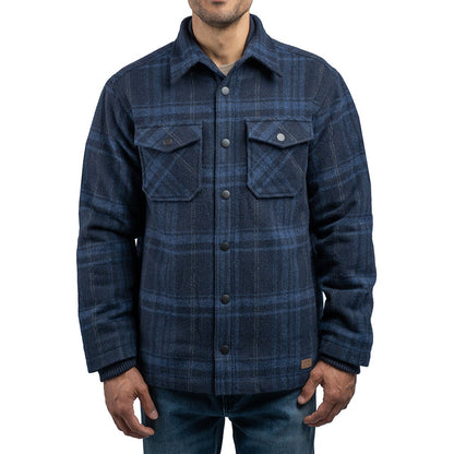 Jachs Men's Wool Blend Shirt Jacket Shacket Navy Smart Casual Winter Coat Top