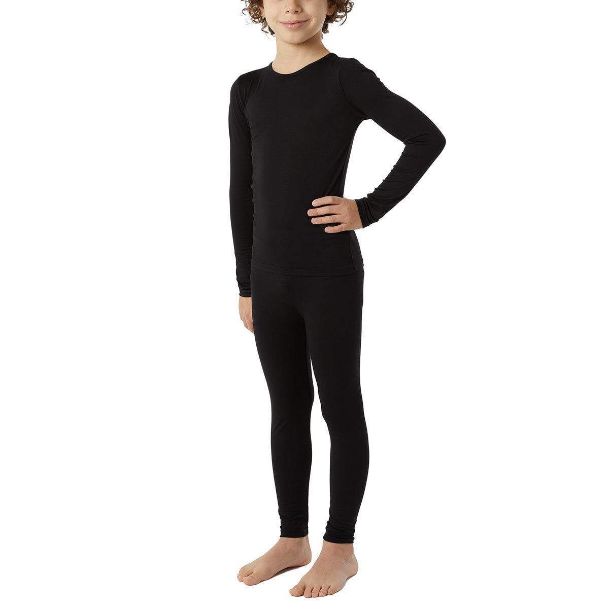 32 Degrees Heat Kids Mesh Baselayer Set 4 Pack Black Thermal Top Bottoms