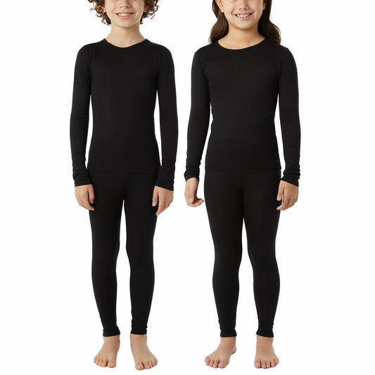 32 Degrees Heat Kids Mesh Baselayer Set 4 Pack Black Thermal Top Bottoms